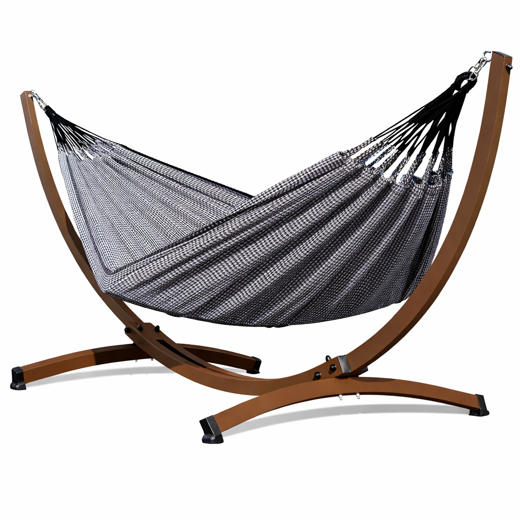 Hamac sur pied double - Cadre caramel